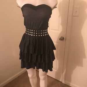 💖Denim and stud ruffled dress